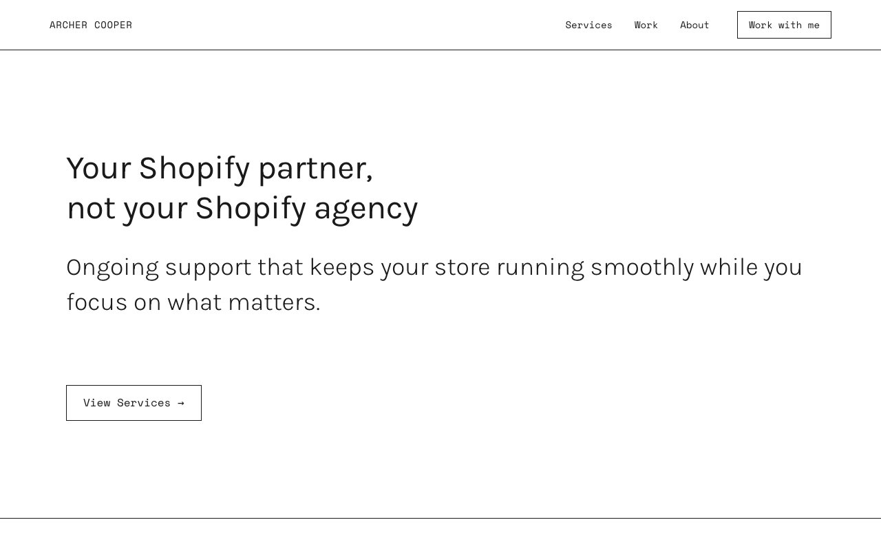 Archer Cooper homepage — Shopify Plus agency Manchester