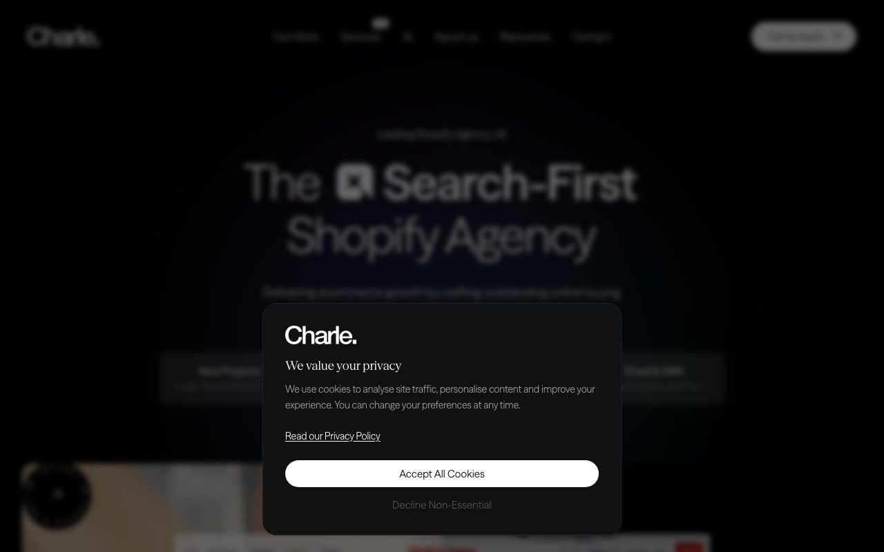 Charle Agency homepage — Shopify Plus agency Manchester