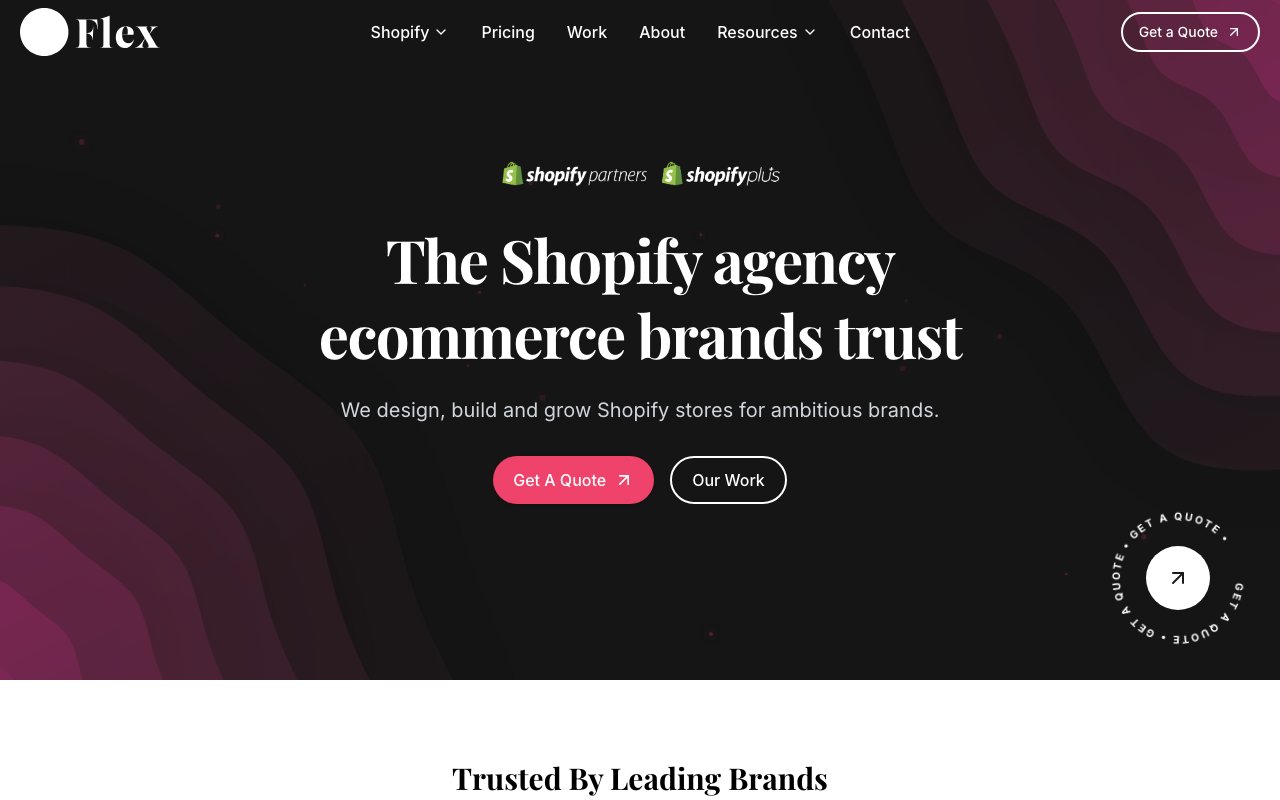 Flex Commerce homepage — Shopify Plus agency Manchester