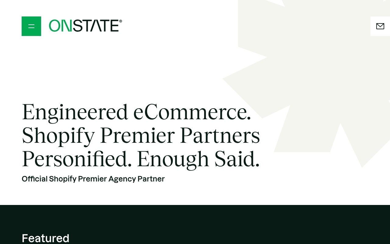 Onstate homepage — Shopify Plus agency Leeds