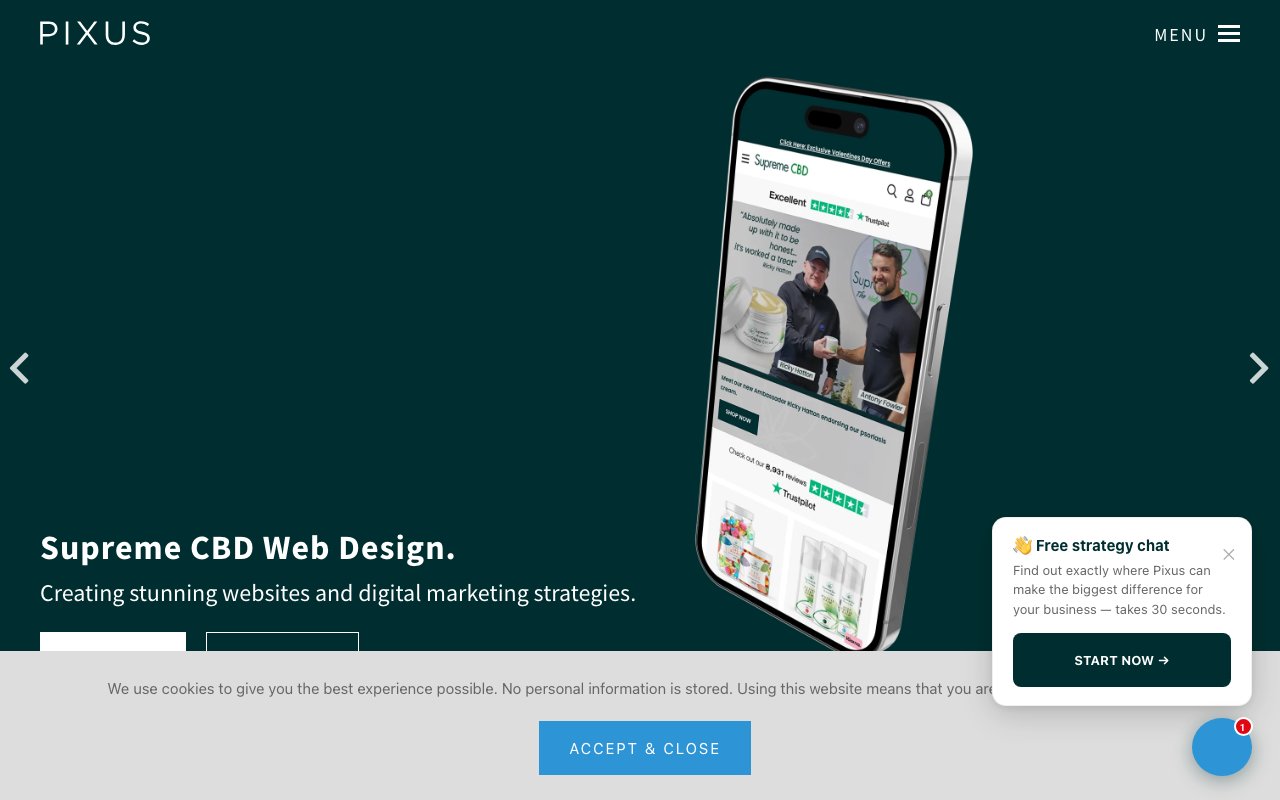 Pixus homepage — Shopify Plus agency Liverpool