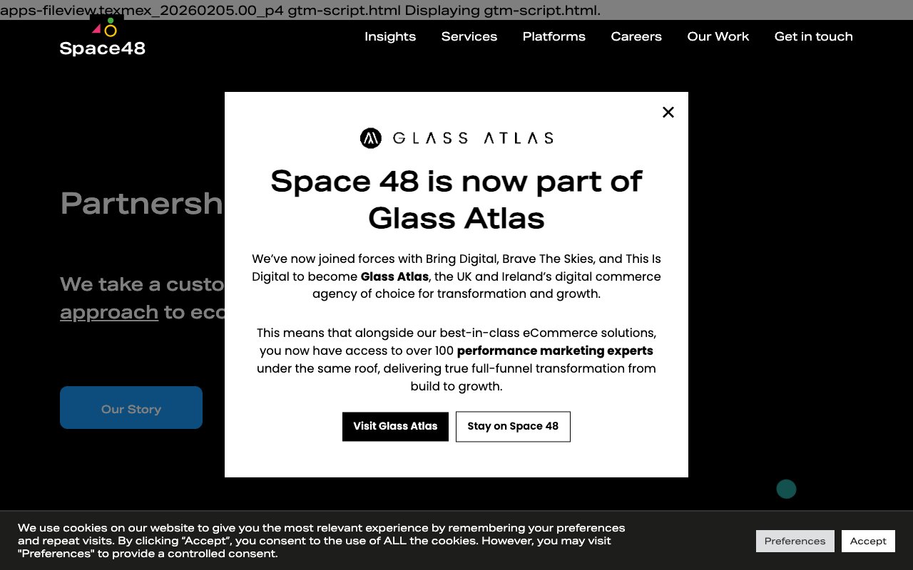 Space 48 homepage — Shopify Plus agency Manchester